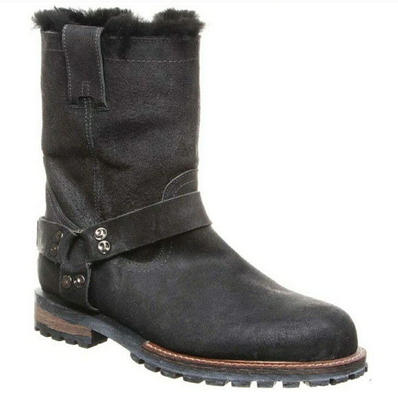 Luxe de Leon Oiled Suede Shearling Lined Boots - Picture 2 of 6